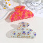 Beau - Half Circle Flower Print Painted Hair Claw Clip