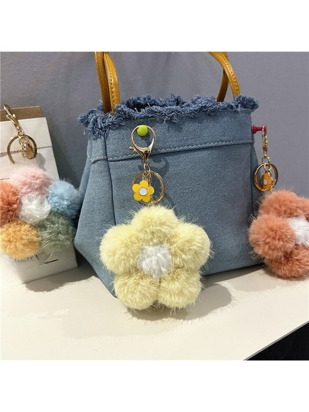 Keypus - Colorful Plush Flower Bag Charm Keychain