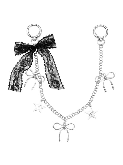 Keypus - Y2K Bow Heart Star Lace Bag Charm Keychain