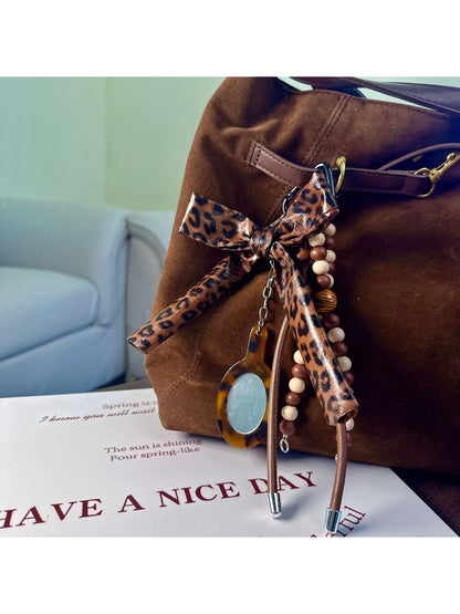Keypus - Leopard Print Bow Bag Charm Keychain