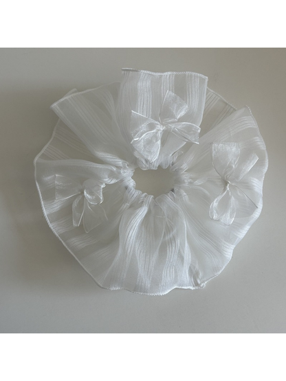 Gifty - Lace Bow Tulle Ponytail Hair Scrunchie
