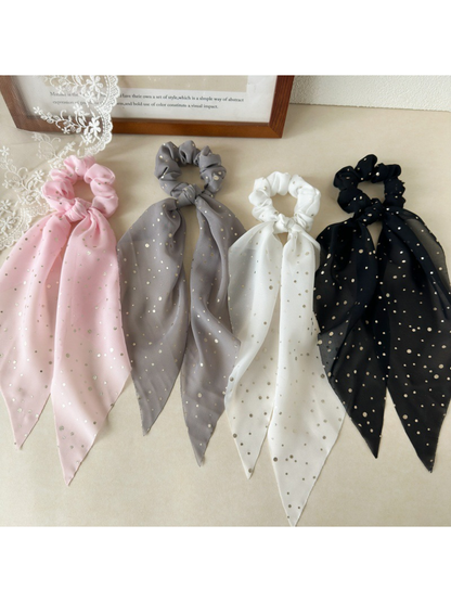 Gifty - Knotted Ribbon Dot Detail Hair Scrunchie