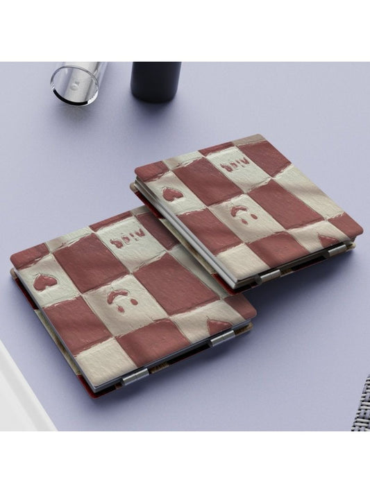 Mirroray - Adorable Smiley Face Plaid Compact Mirror