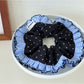 Gifty - Polka Dot Blue Plaid Lace Scrunchie