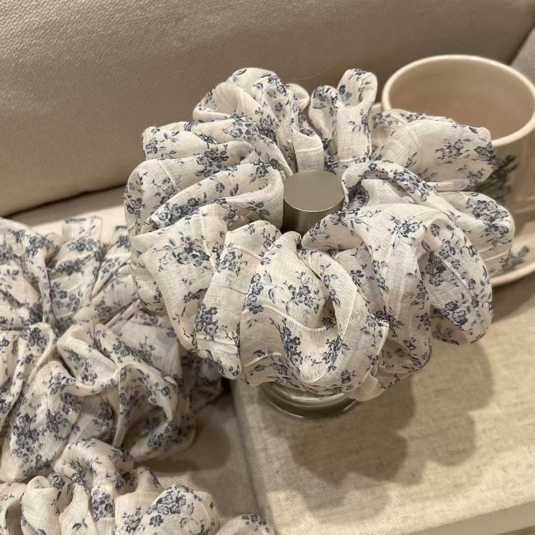 Gifty - Retro Floral Print Polyester Scrunchie