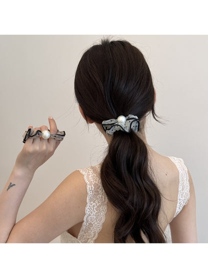 Gifty - Polka Dot Mesh Ruffle Polyester Scrunchie