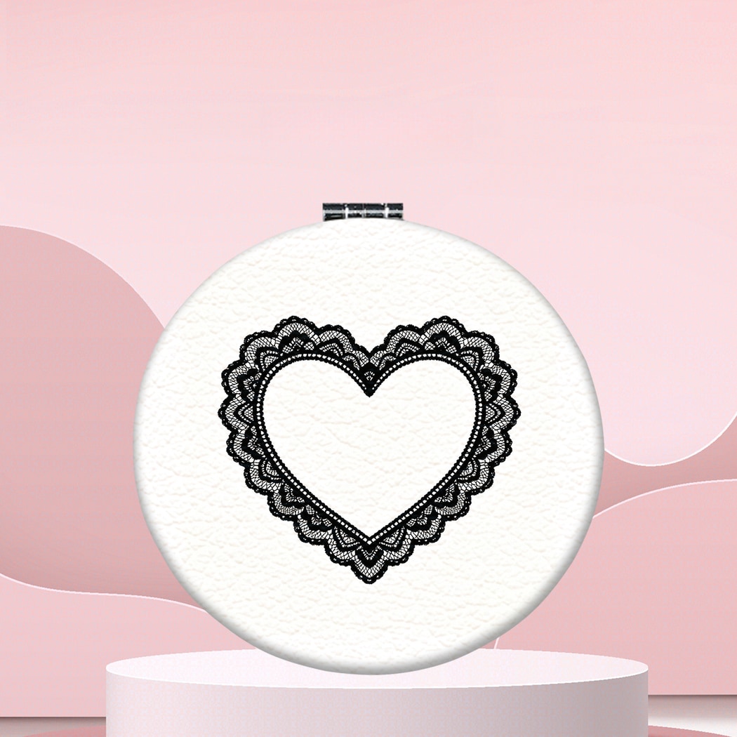 Mirroray - Round Heart Pattern Folding Makeup Mirror