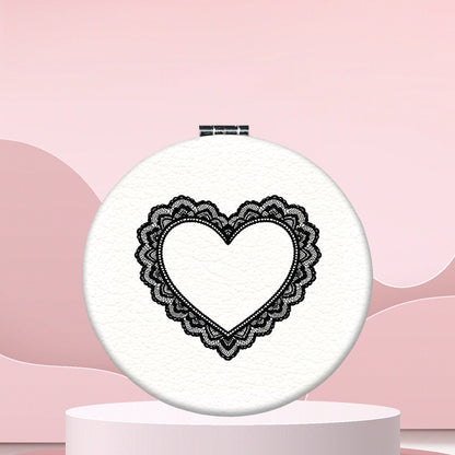 Mirroray - Round Heart Pattern Folding Makeup Mirror