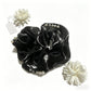 Model wearing Gifty bead embellished tulle scrunchie in hair with casual outfit