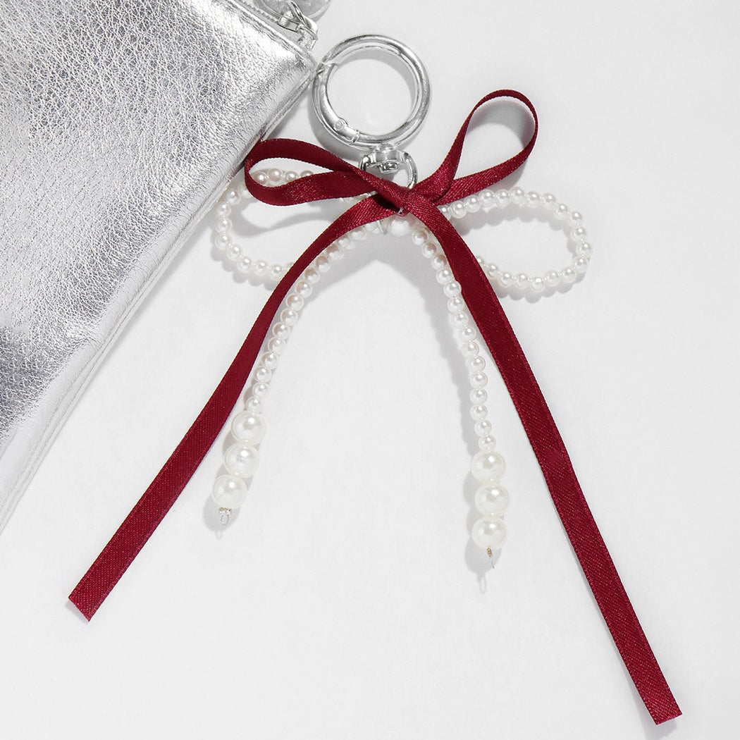 Keypus - Burgundy Ribbon Bow Decorative Keychain