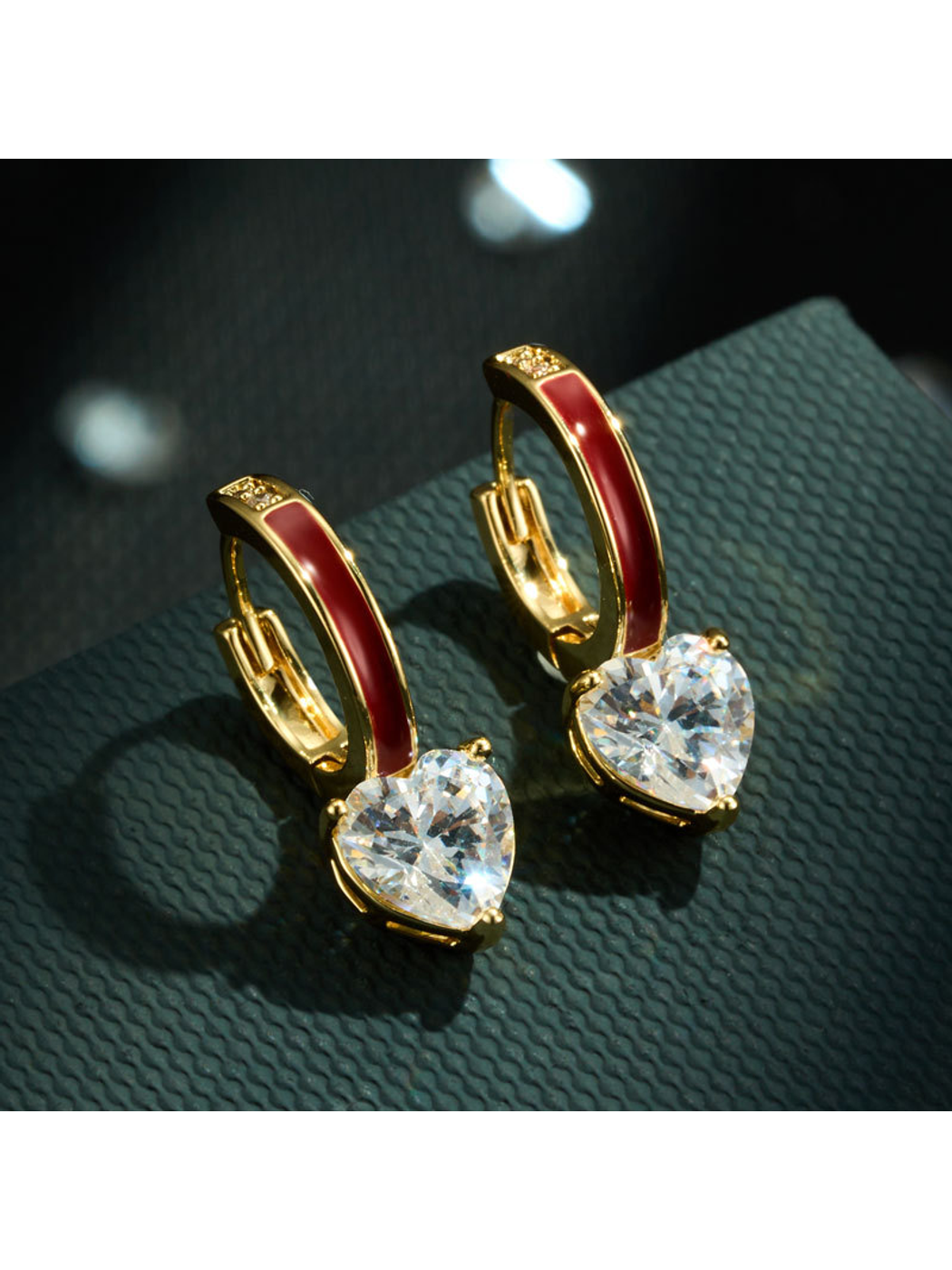 Earedge - Heart Accent Gold Tone Alloy Earrings