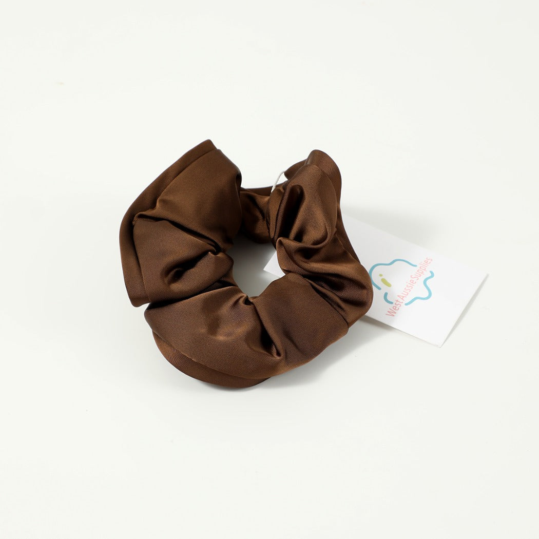 Gifty - Solid Color Satin Scrunchie with Ruffle Detail