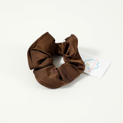 Gifty - Solid Color Satin Scrunchie with Ruffle Detail
