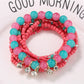Lovra rhinestone pendant bracelet displayed with focus on bead colors and pendant