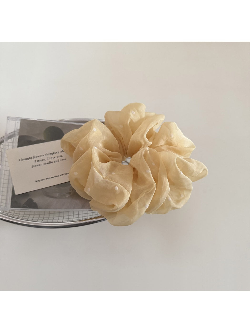 Gifty - Fluffy Polyester Mesh Polka Dot Scrunchie