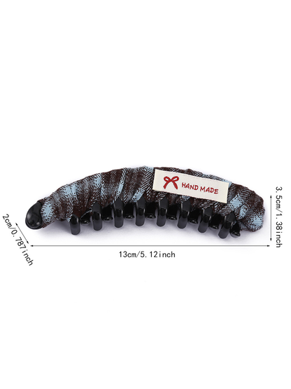 Beau - Textured Plaid Curved Ponytail Banana Clip