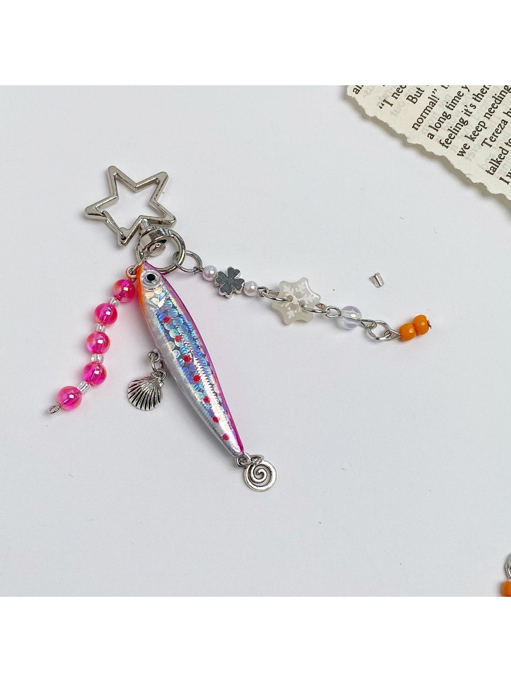 Keypus - Beaded Look Fish Keychain Bag Charm Keychain
