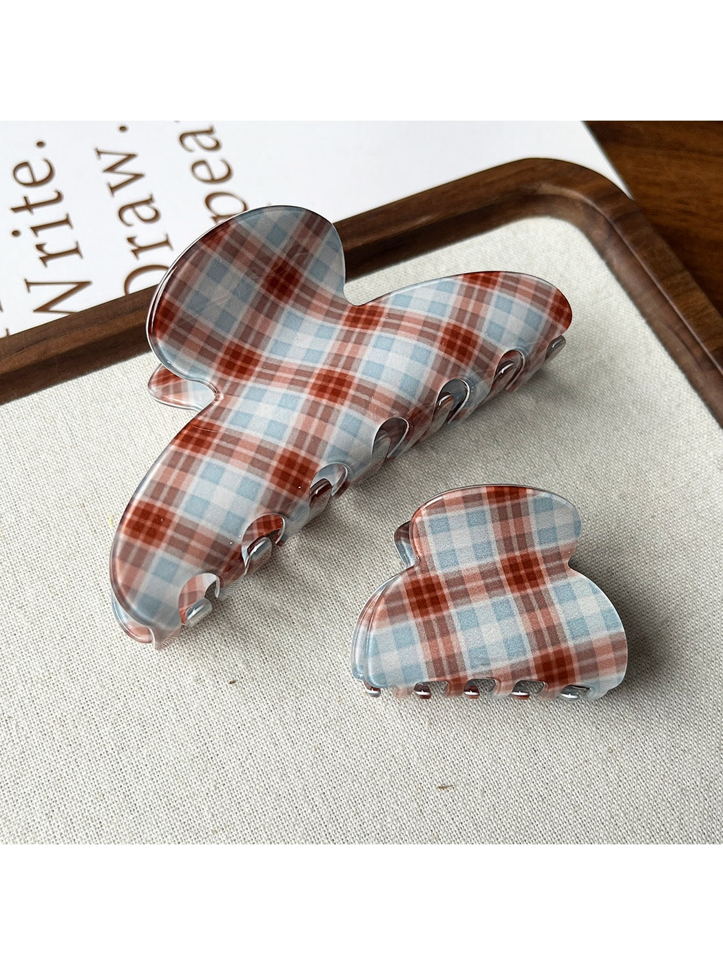 Beau - Modern Minimalist Plaid Hair Claw Clip