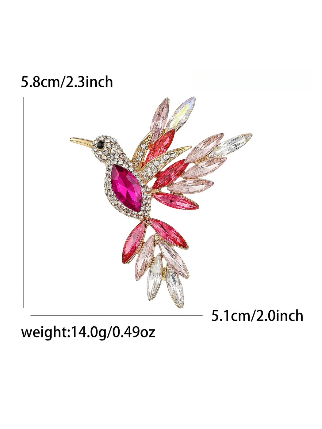 Brovia - Creative Alloy Hummingbird Rhinestone Brooch