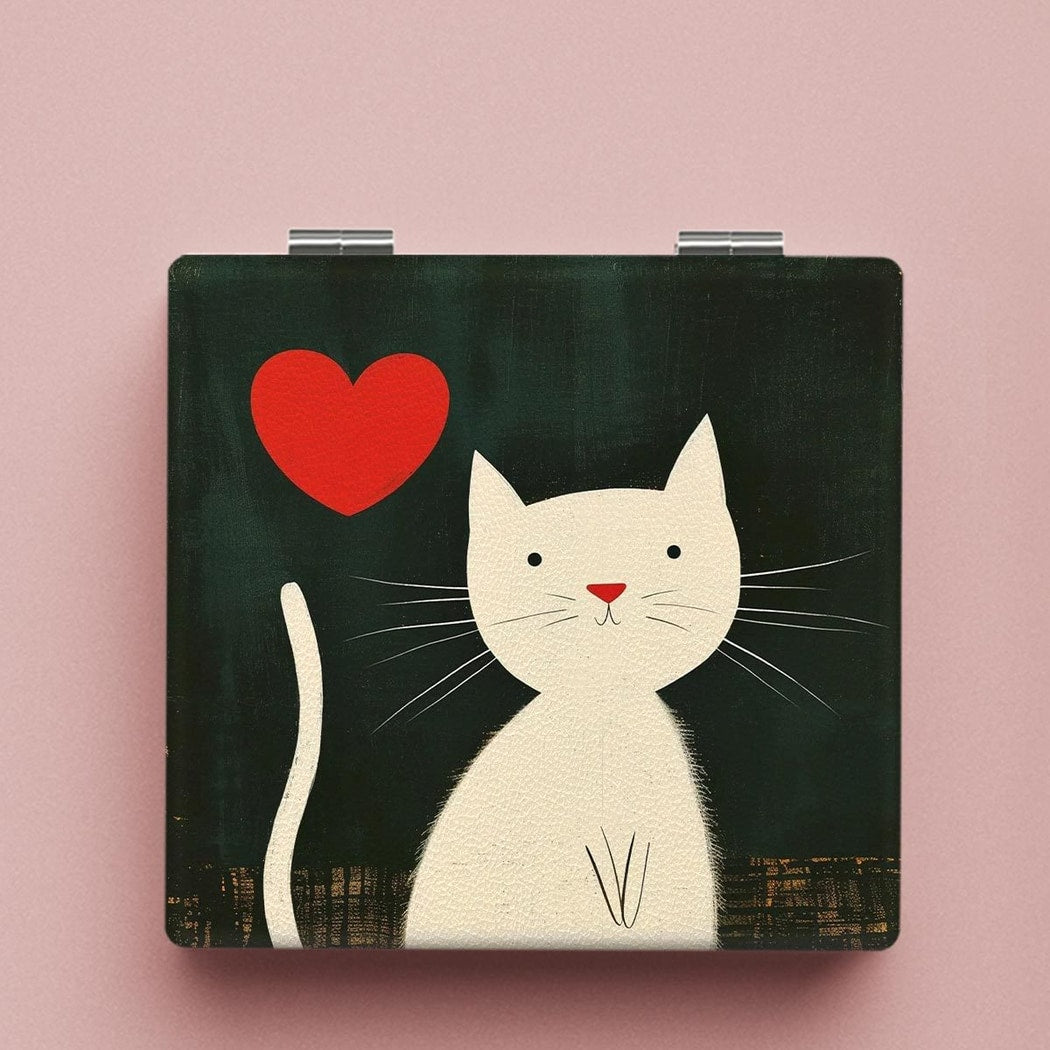 Mirroray - Cartoon Cat Print Folding Makeup Mirror