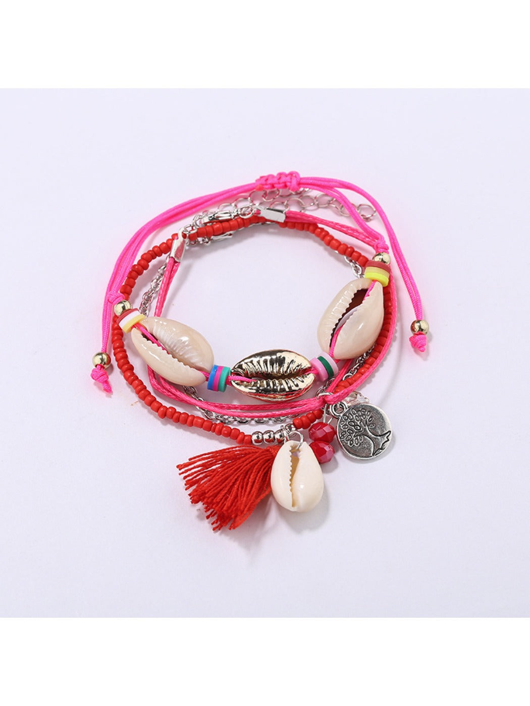 Side view of Lovra Bohemian multi-row bracelet displaying texture and bead arrangement