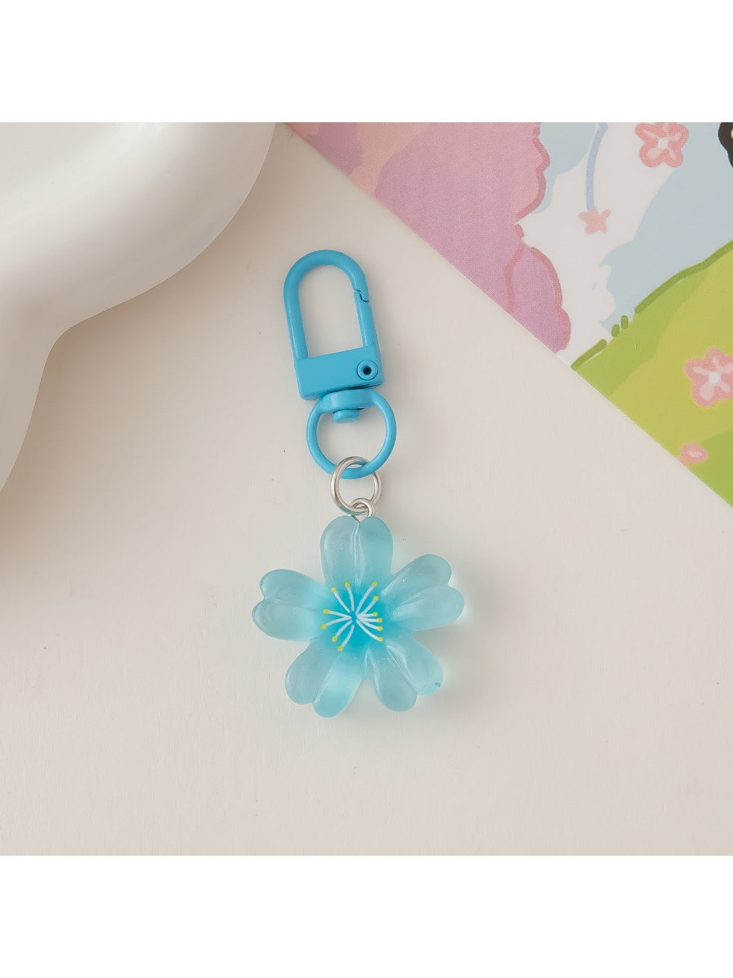 Keypus - Cute Solid Color Cherry Blossom Keychain