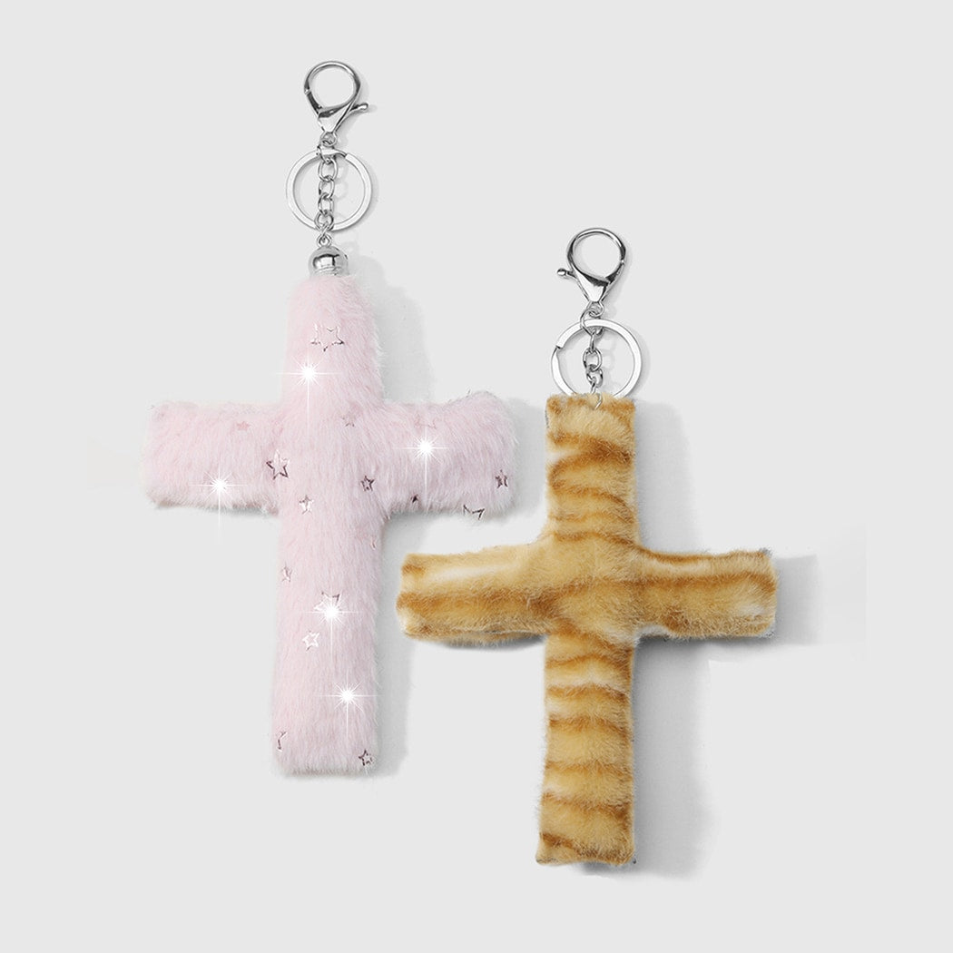 Keypus - Plush Print Detail Cross Keychain