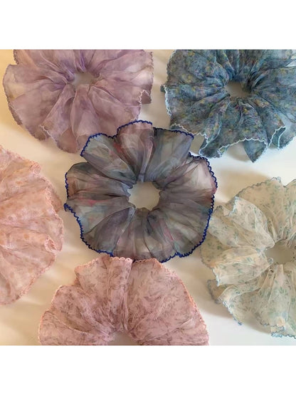 Gifty - Vintage Floral Polyester Ponytail Scrunchie