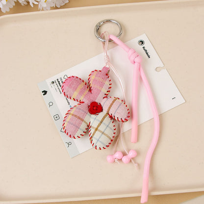 Keypus - Plaid Flower Fabric Bag Charm Keychain