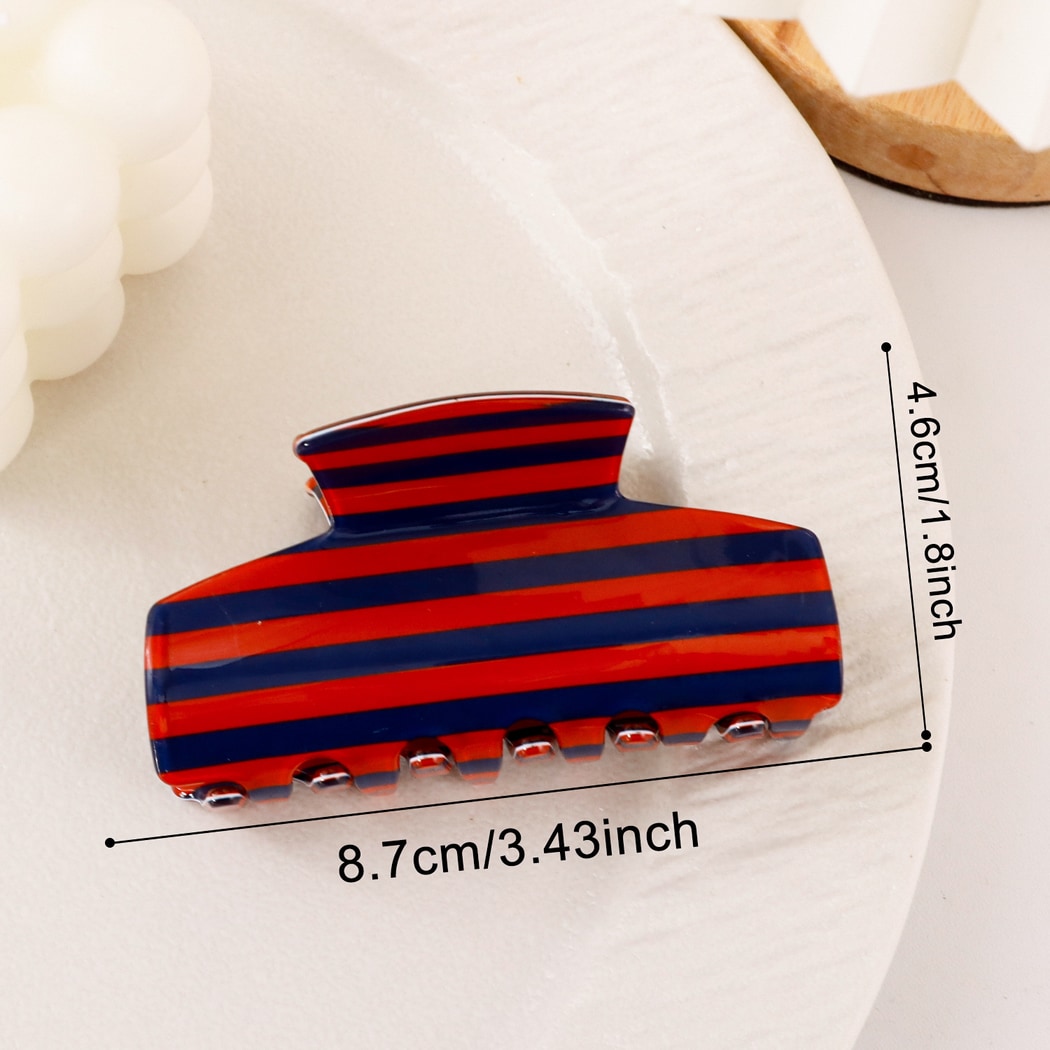 Beau - Striped Geometric Pattern Claw Clip