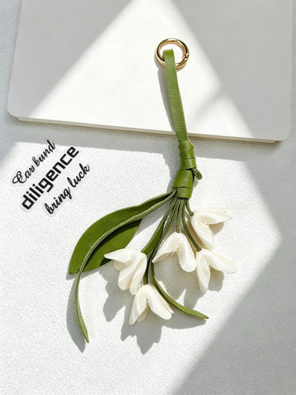 Keypus - Faux Leather Floral Bouquet Bag Charm Keychain