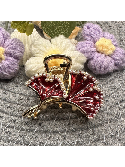 Beau - Floral Leaf Accent Alloy Claw Hair Clip