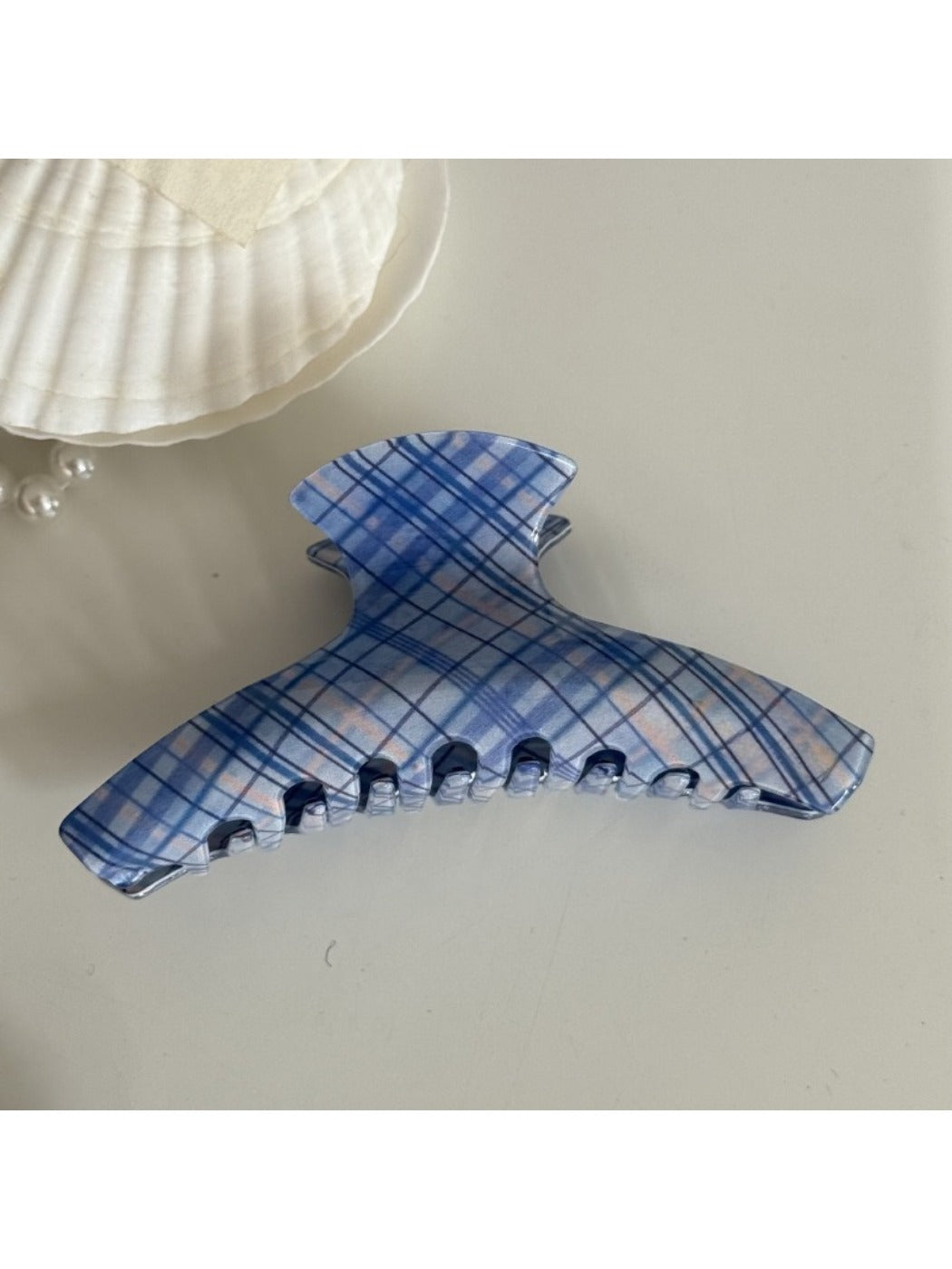 Beau - Blue Plaid Hair Claw Clip