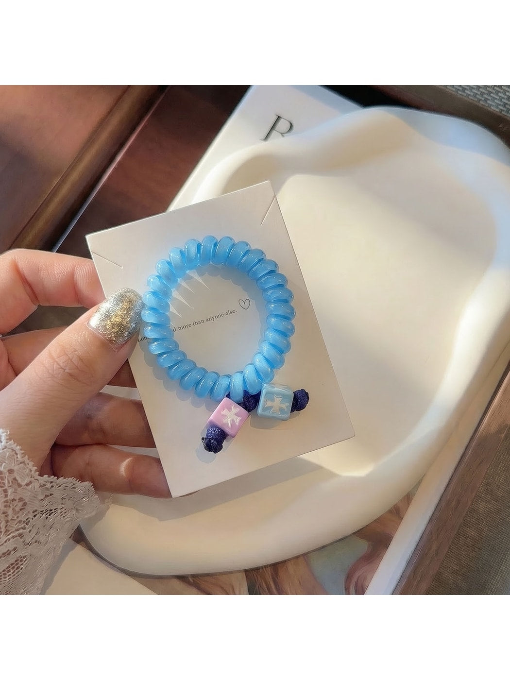 Gifty - Sweet Style Bead Detail Spiral Hair Tie