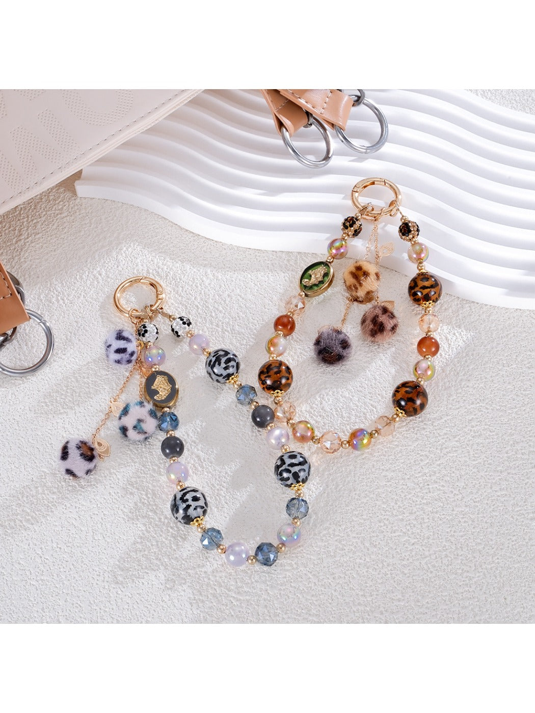 Keypus - Plush Pom-Pom Beaded Phone Strap