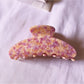 Beau tiny floral acetate claw clip with focus on floral print and colors