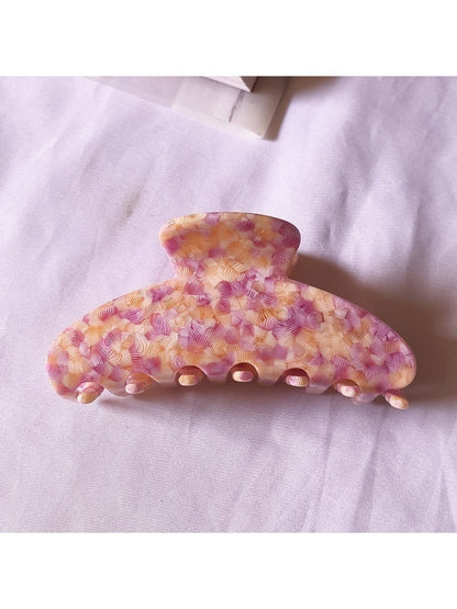 Beau tiny floral acetate claw clip with focus on floral print and colors