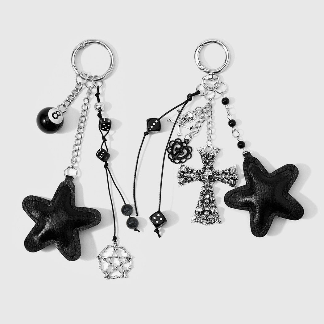 Keypus - Y2K Skull Cross and Black Star Keychain