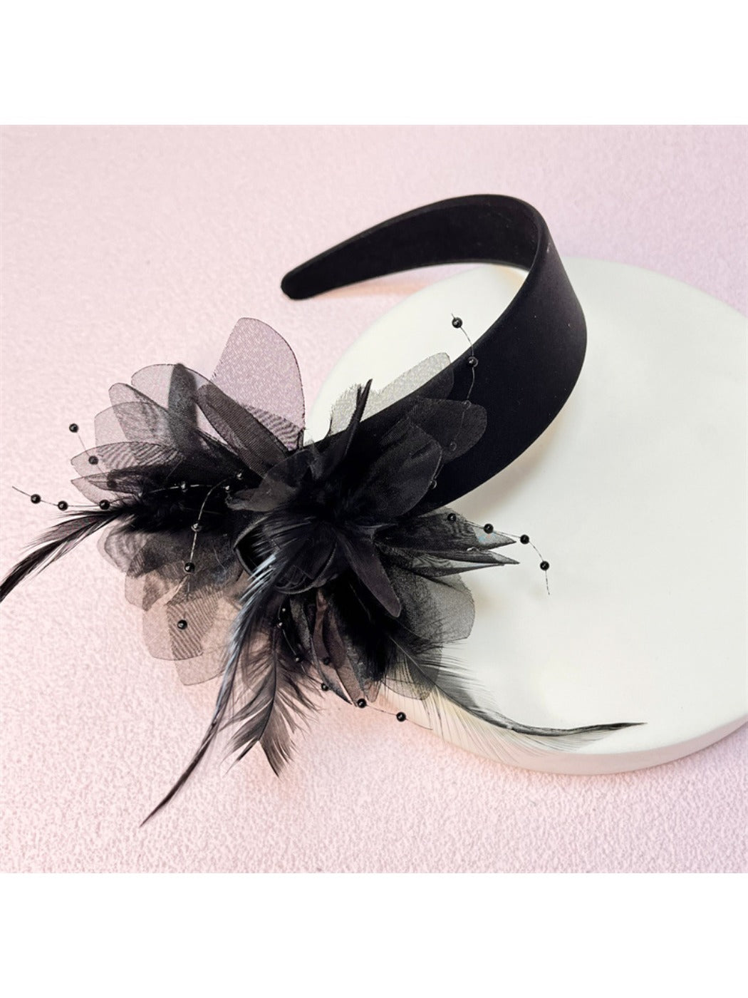 Gifty - Feather And Floral Embellished Headband