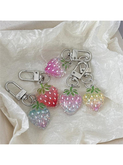 Keypus - Transparent Glitter Gradient Strawberry Keychain