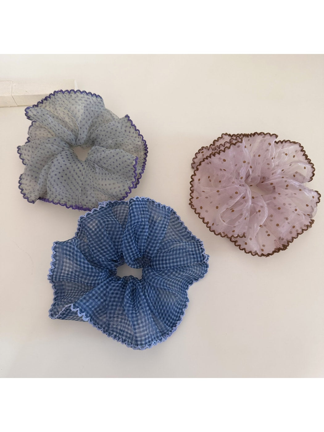 Gifty - Plaid Organza Look Polyester Scrunchie