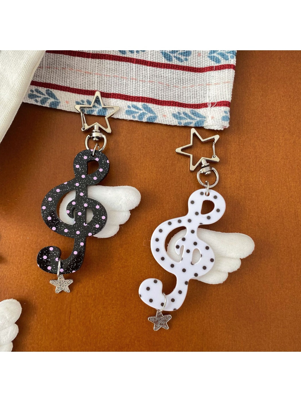 Keypus - Angel Wing Music Note Acrylic Bag Charm Keychain