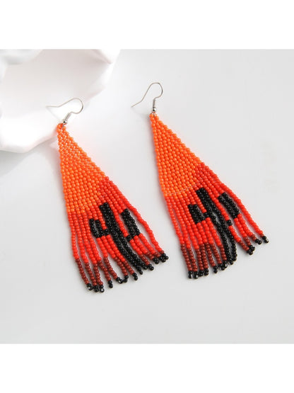 Earedge - Colorful Cactus Shaped Tassel Earrings