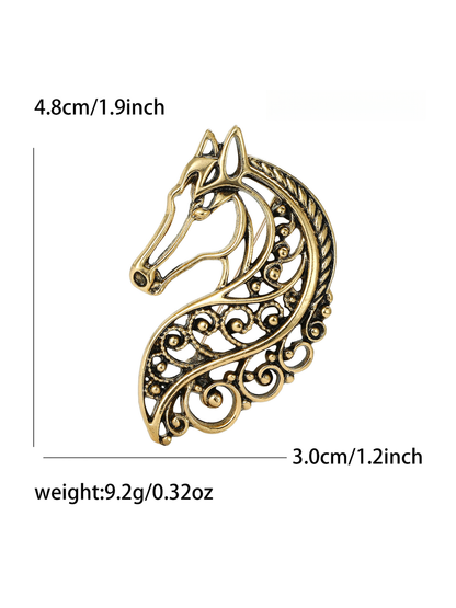 Brovia - Retro Hollow Horse Alloy Fashion Brooch Pin