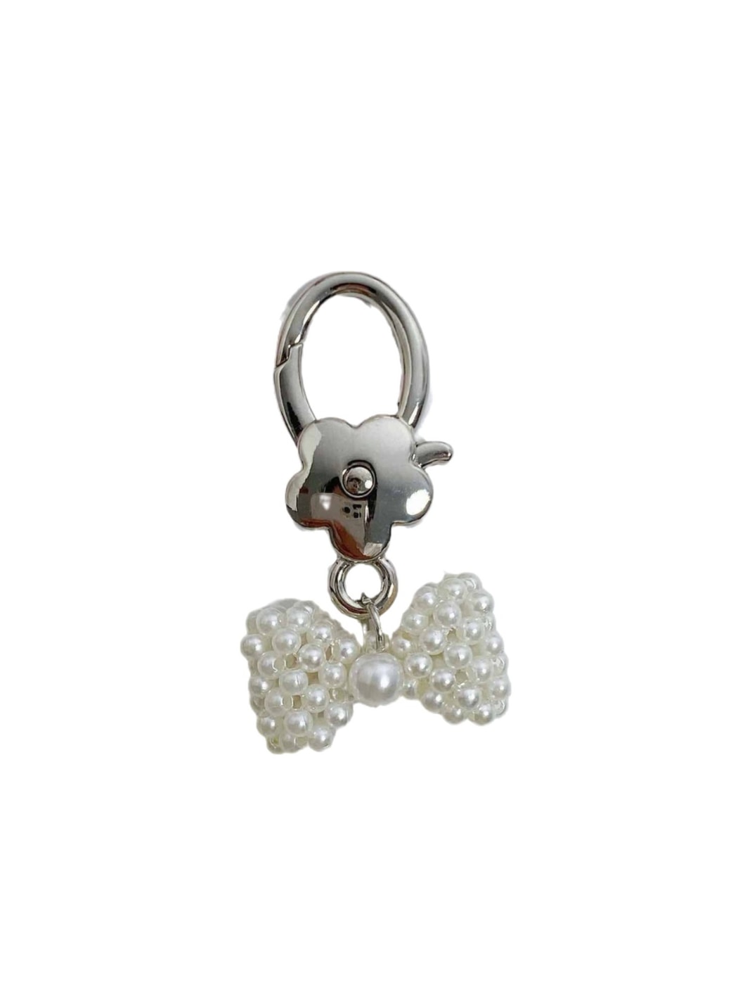 Keypus - Beaded Bow Flower Charm Alloy Keychain