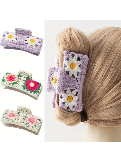 Beau - Colorful Flower Knitted Hairpins