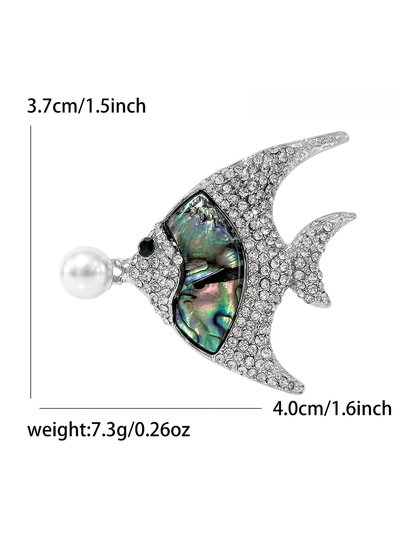 Brovia - Silver Tone Tropical Fish Alloy Brooch Pin