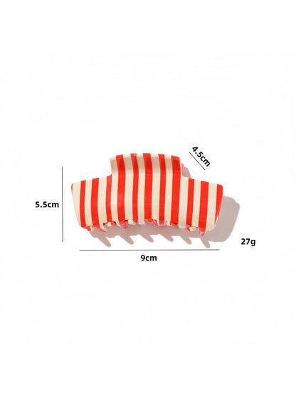 Beau - Checkered and Striped Acetate Claw Hair Clip