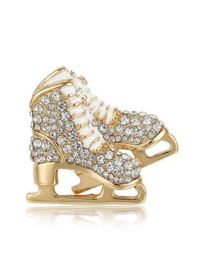 Brovia - Holiday Ice Skate Enamel Accent Lapel Brooch