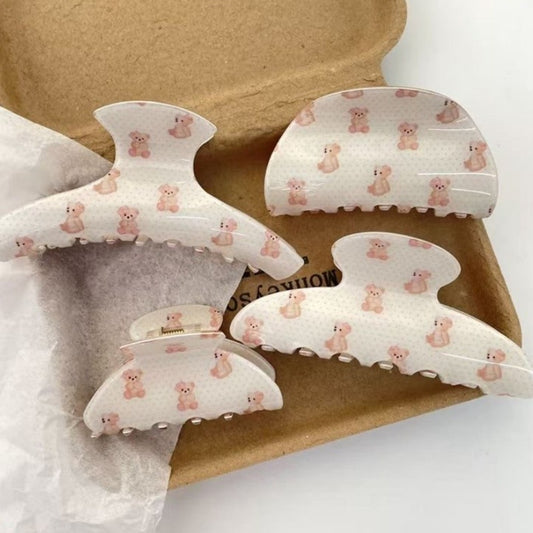 Beau - Polka Dot Bear Pattern Claw Hair Clip